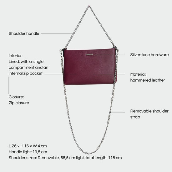 ANNIE genuine leather clutch - DARK CHERRY
