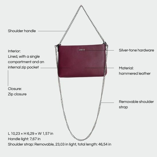 ANNIE genuine leather clutch - DARK CHERRY