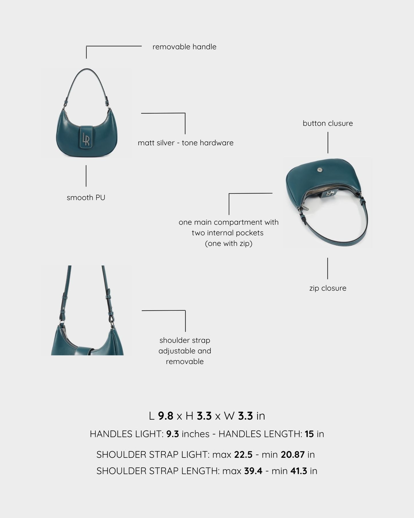 Borsa a spalla BEA - DARK TEAL