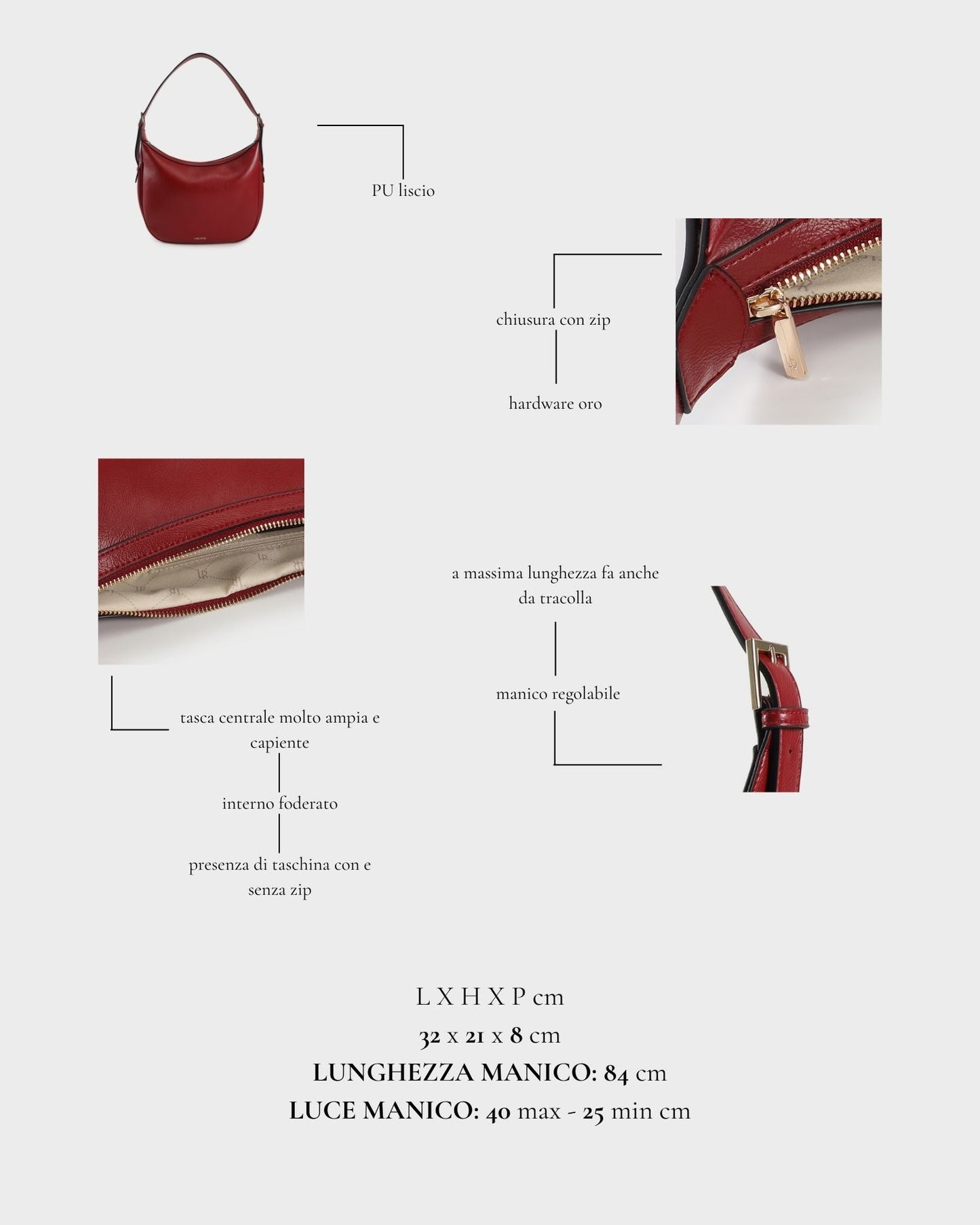 Bolso de hombro LILLIAN - ROJO INTENSO