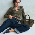 Borsa a mano BRIELLE SMALL SIMILSUEDE - MUD GREEN