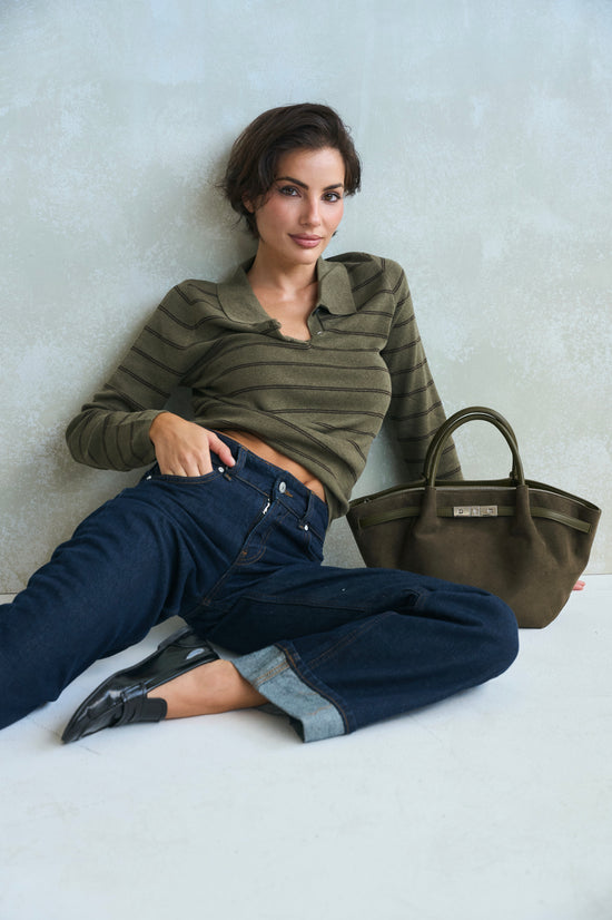 Borsa a mano BRIELLE SMALL SIMILSUEDE - MUD GREEN