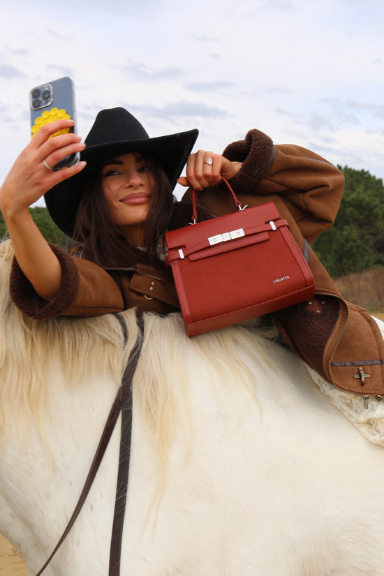 GRACE SUEDE MEDIUM handbag - BRICK RED