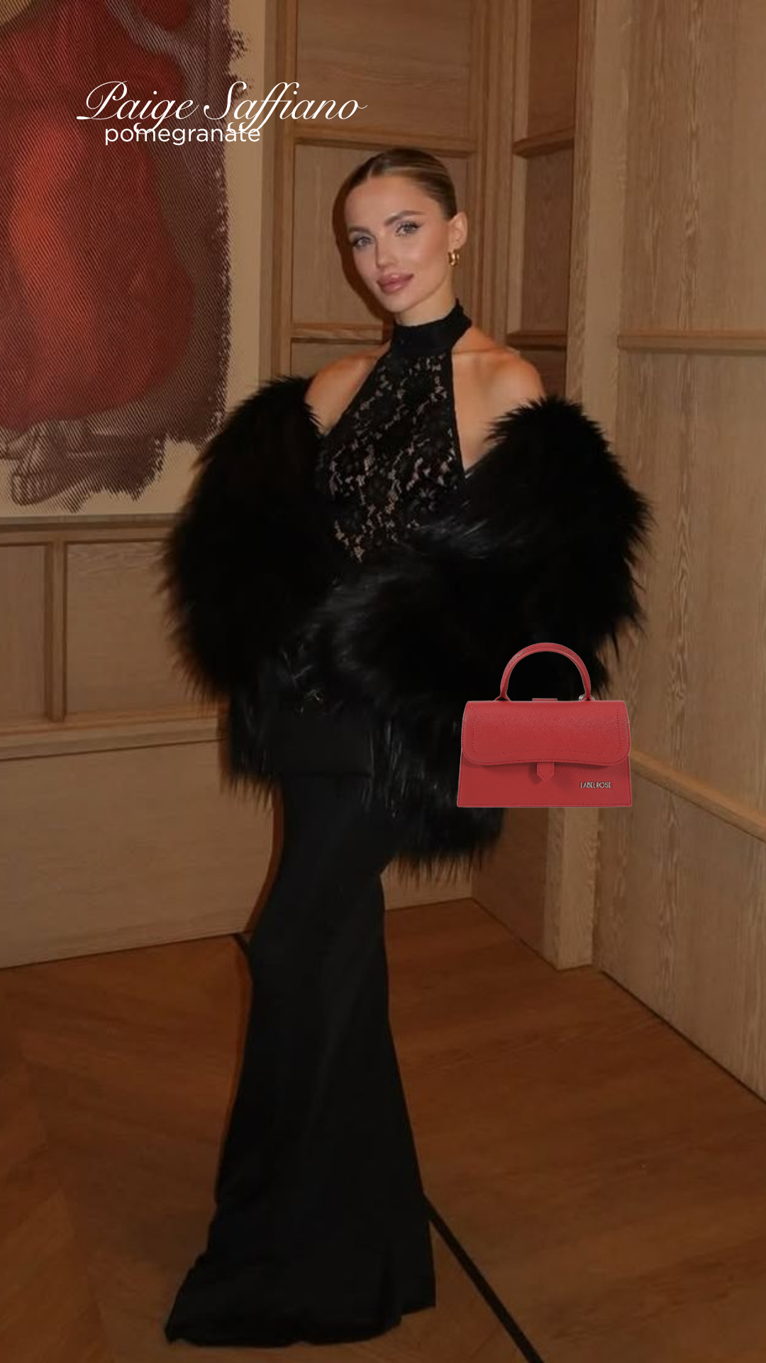 Borsa a mano PAIGE SAFFIANO - POMEGRANATE