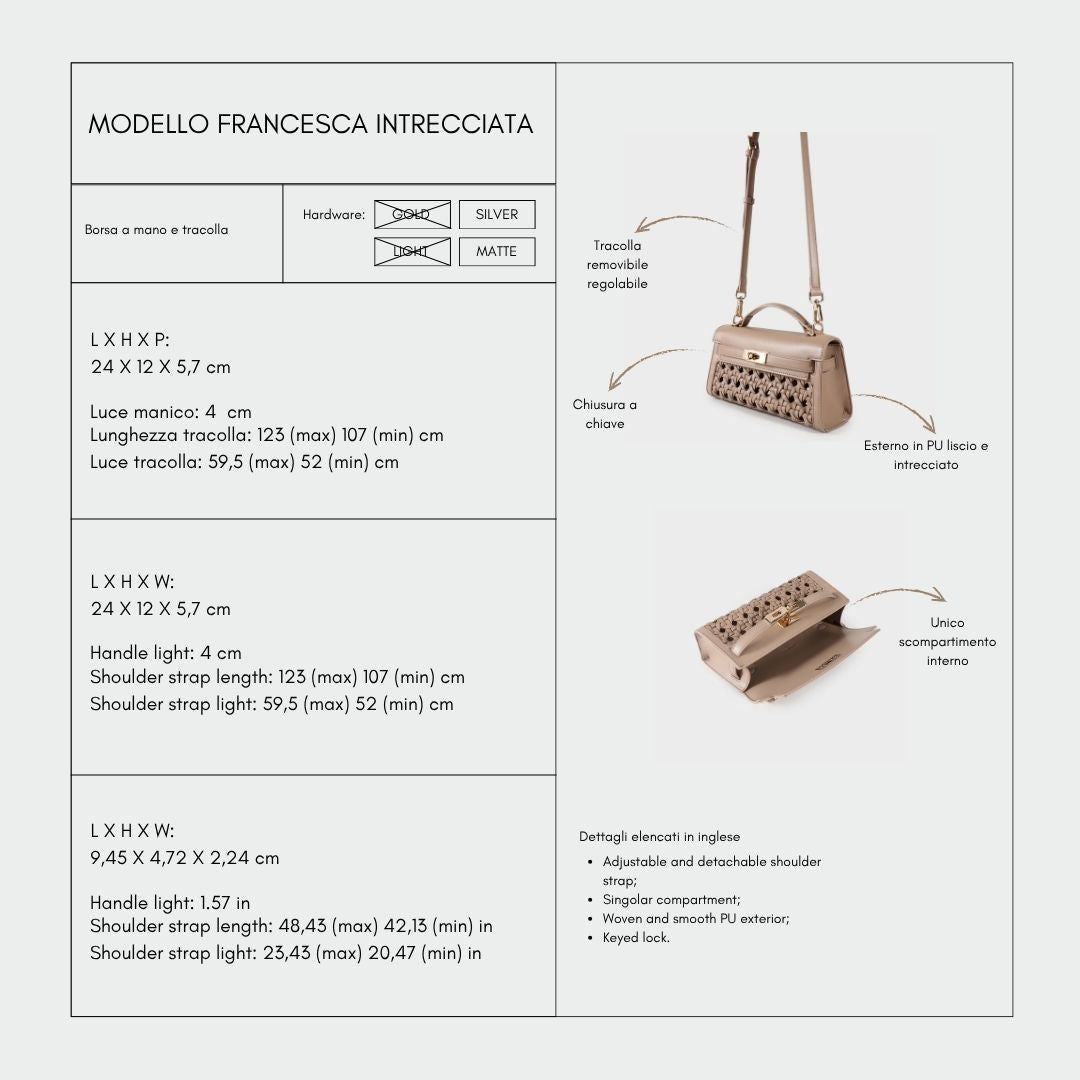 Borsa a mano FRANCESCA INTRECCIATA - TAUPE