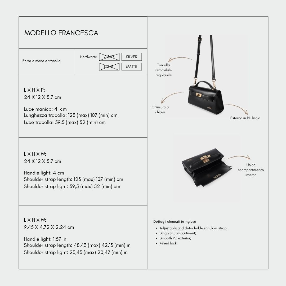 Borsa a mano FRANCESCA - JET BLACK GOLD