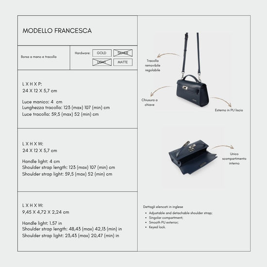 Borsa a mano FRANCESCA - BLUE NAVY
