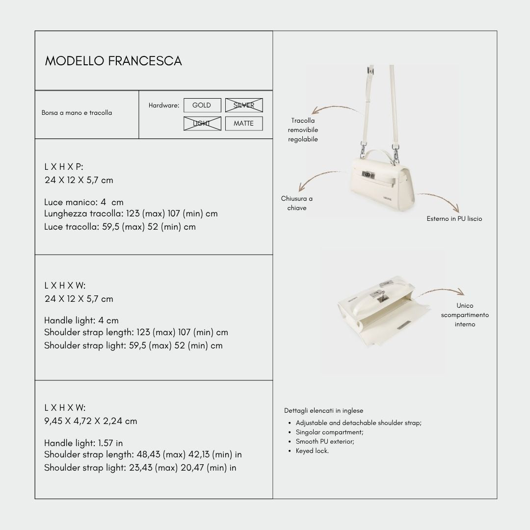 Borsa a mano FRANCESCA - WHITE