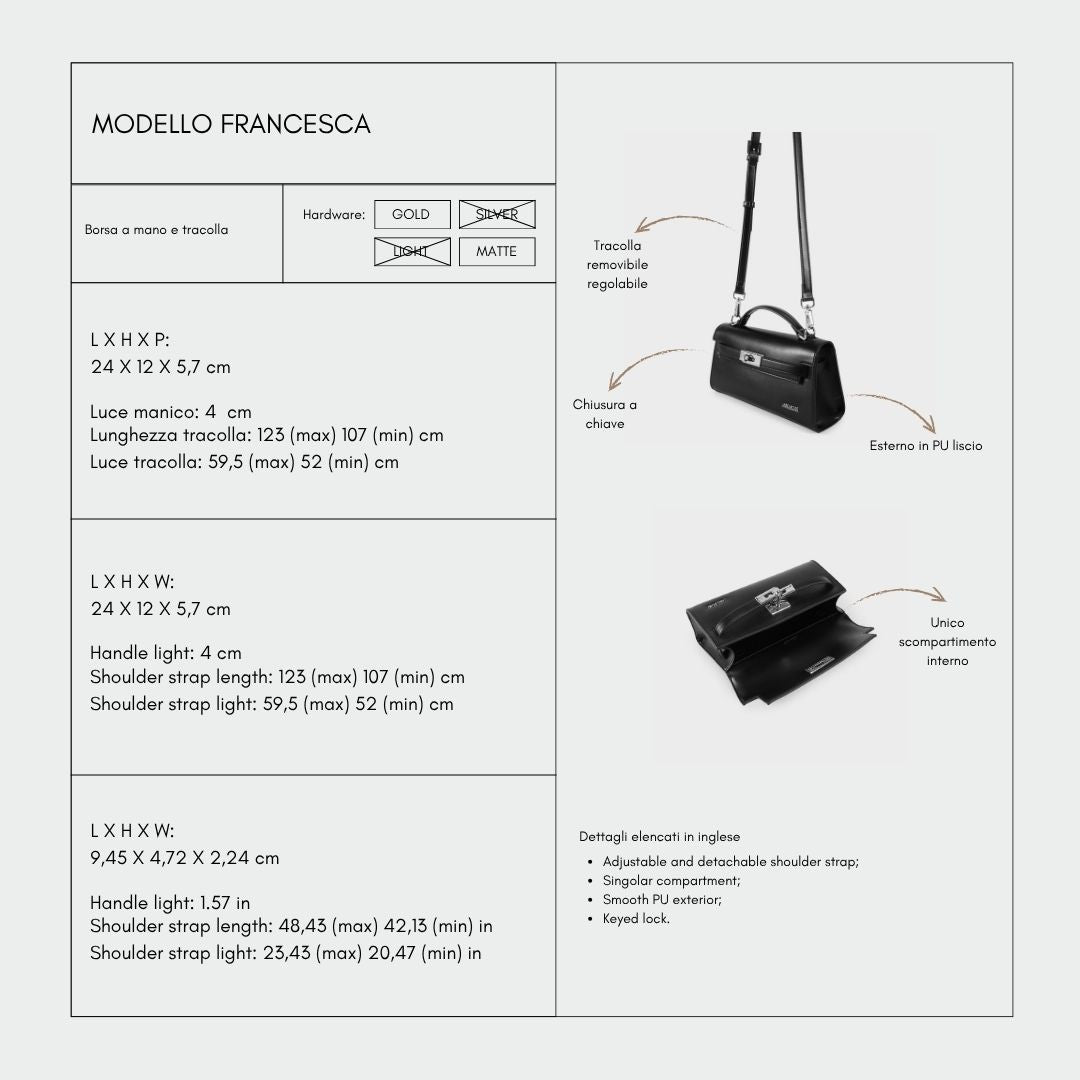 Borsa a mano FRANCESCA - JET BLACK SILVER