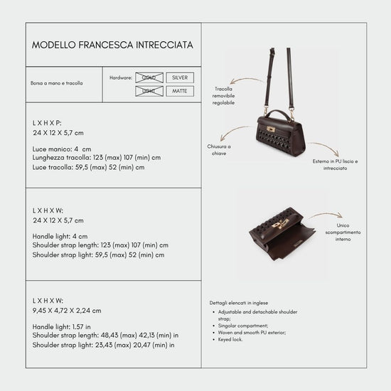 Borsa a mano FRANCESCA INTRECCIATA - CHOCOLATE