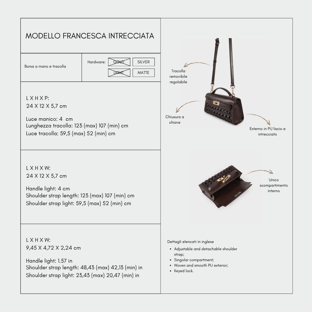 Borsa a mano FRANCESCA INTRECCIATA - CHOCOLATE