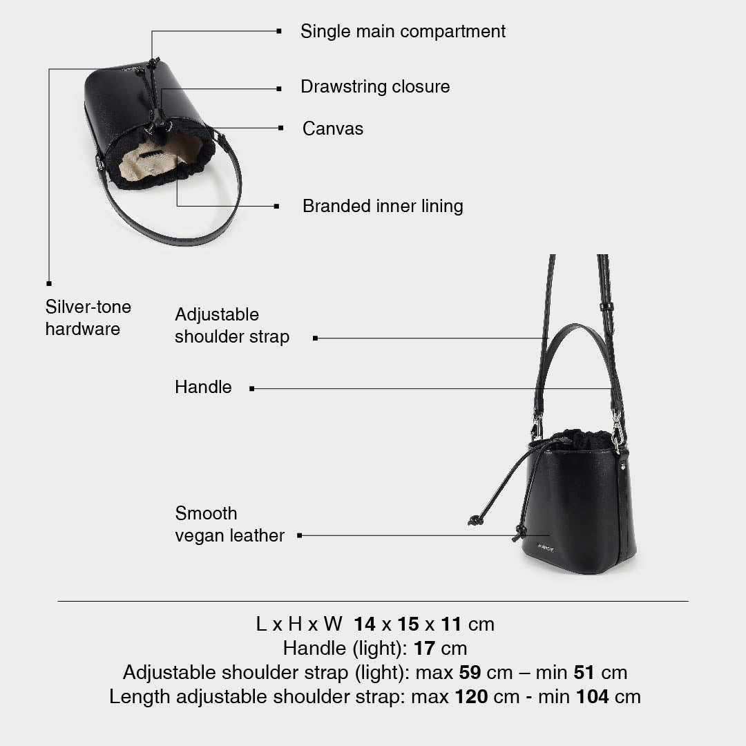 GINEVRA Bucket Bag - BLACK