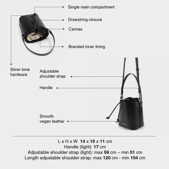 GINEVRA Bucket Bag - BLACK