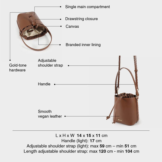 GINEVRA Bucket Bag - BROWN