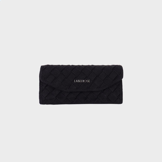 MEGAN FAUX SUEDE glasses case - BLACK SILVER