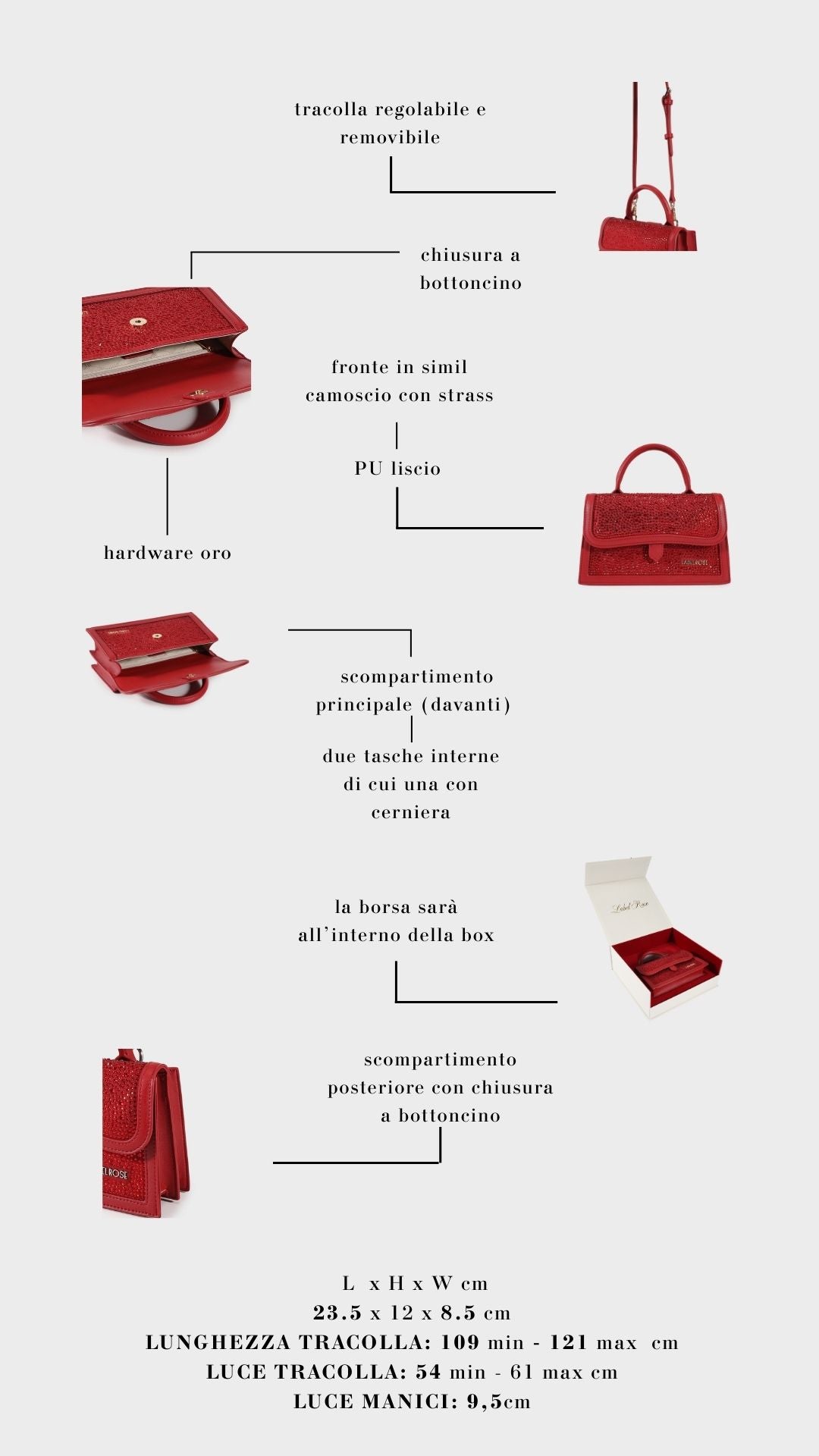 Borsa a mano PAIGE STRASS IN LOVE - GOLD