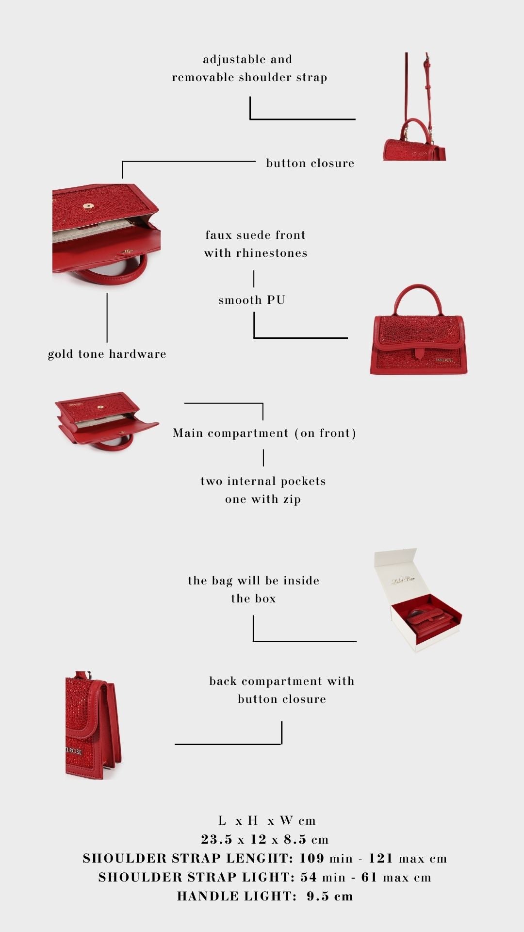 Borsa a mano PAIGE STRASS IN LOVE - GOLD