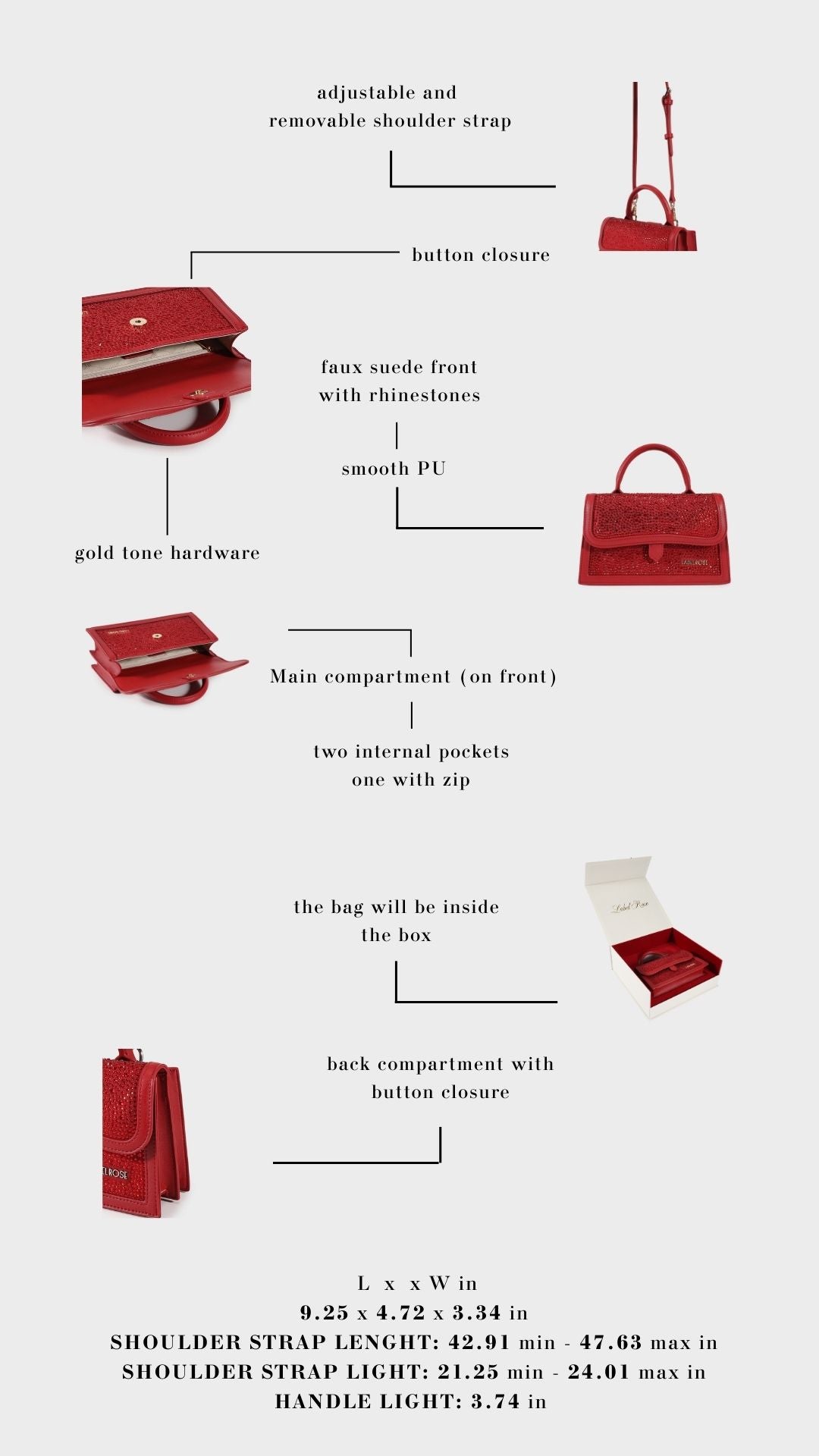 Borsa a mano PAIGE STRASS IN LOVE - GOLD