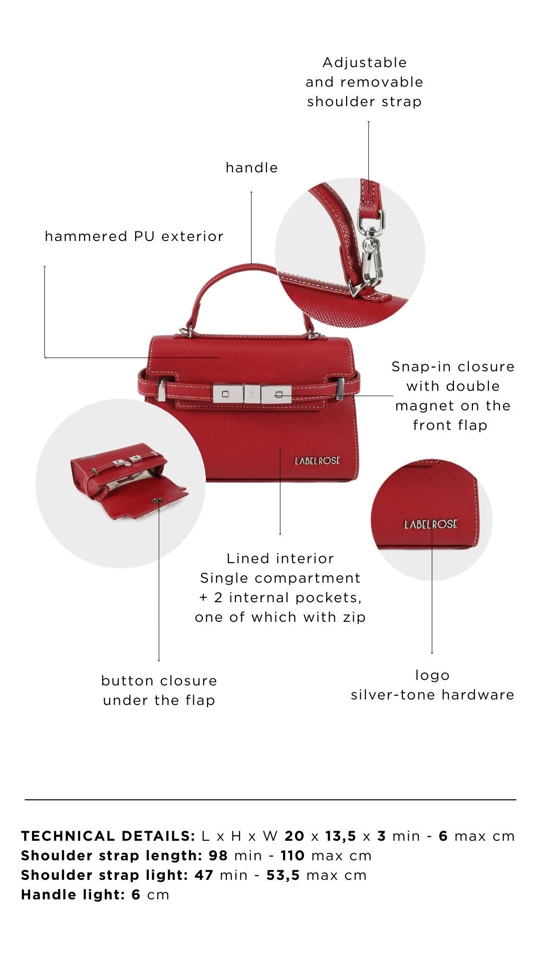 Borsa a mano GRACE 20X14 - HOLLY BERRY