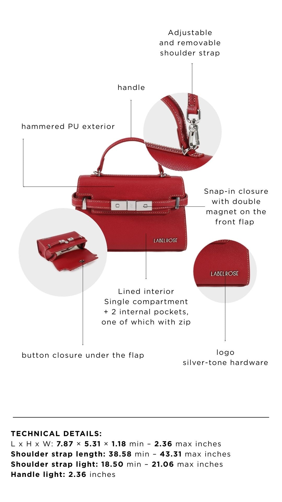 Borsa a mano GRACE 20X14 - HOLLY BERRY