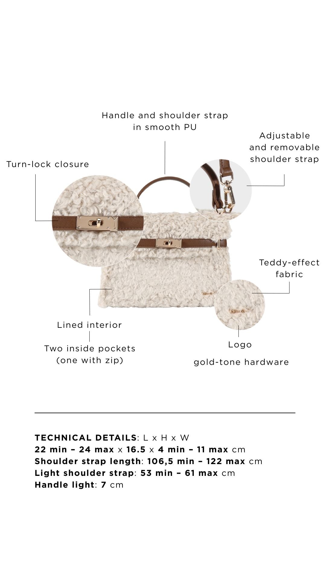 Borsa a mano GRACE TEDDY - CREAM