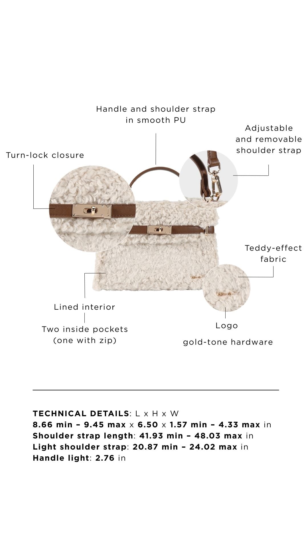 Borsa a mano GRACE TEDDY - CREAM