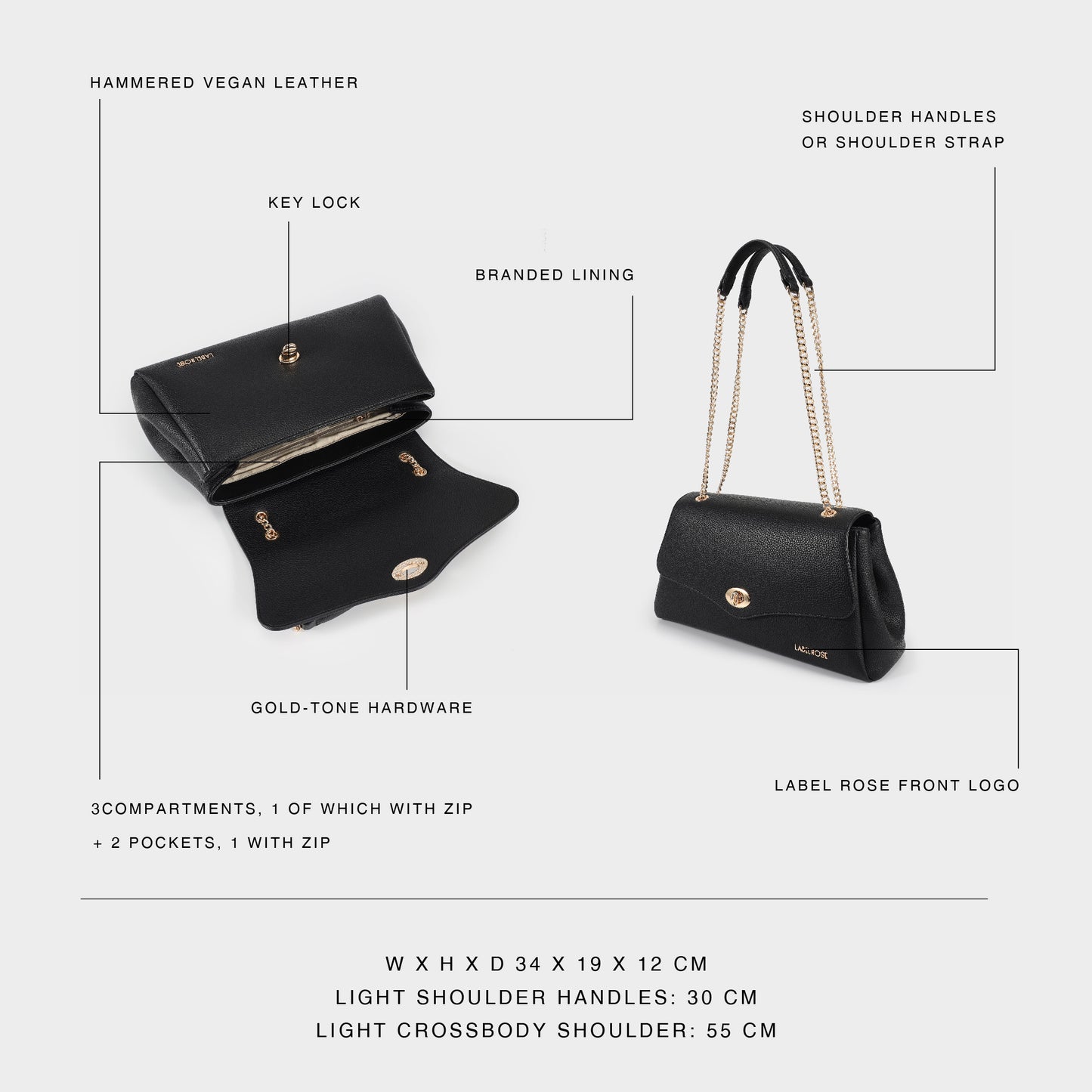 Borsa a tracolla DOTTIE - NERO GOLD