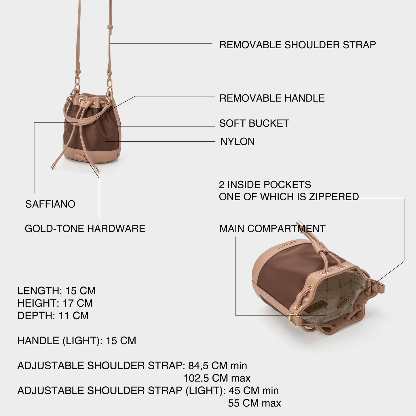 Secchiello EVELIN BUCKET - MARRONE