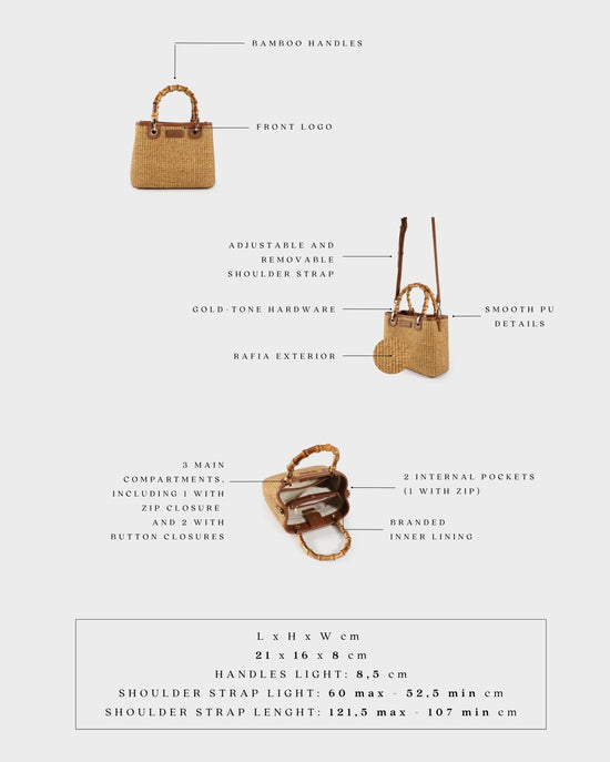 Borsa a mano MARGOT SMALL BAMBOO LE - BRUNT BROWN