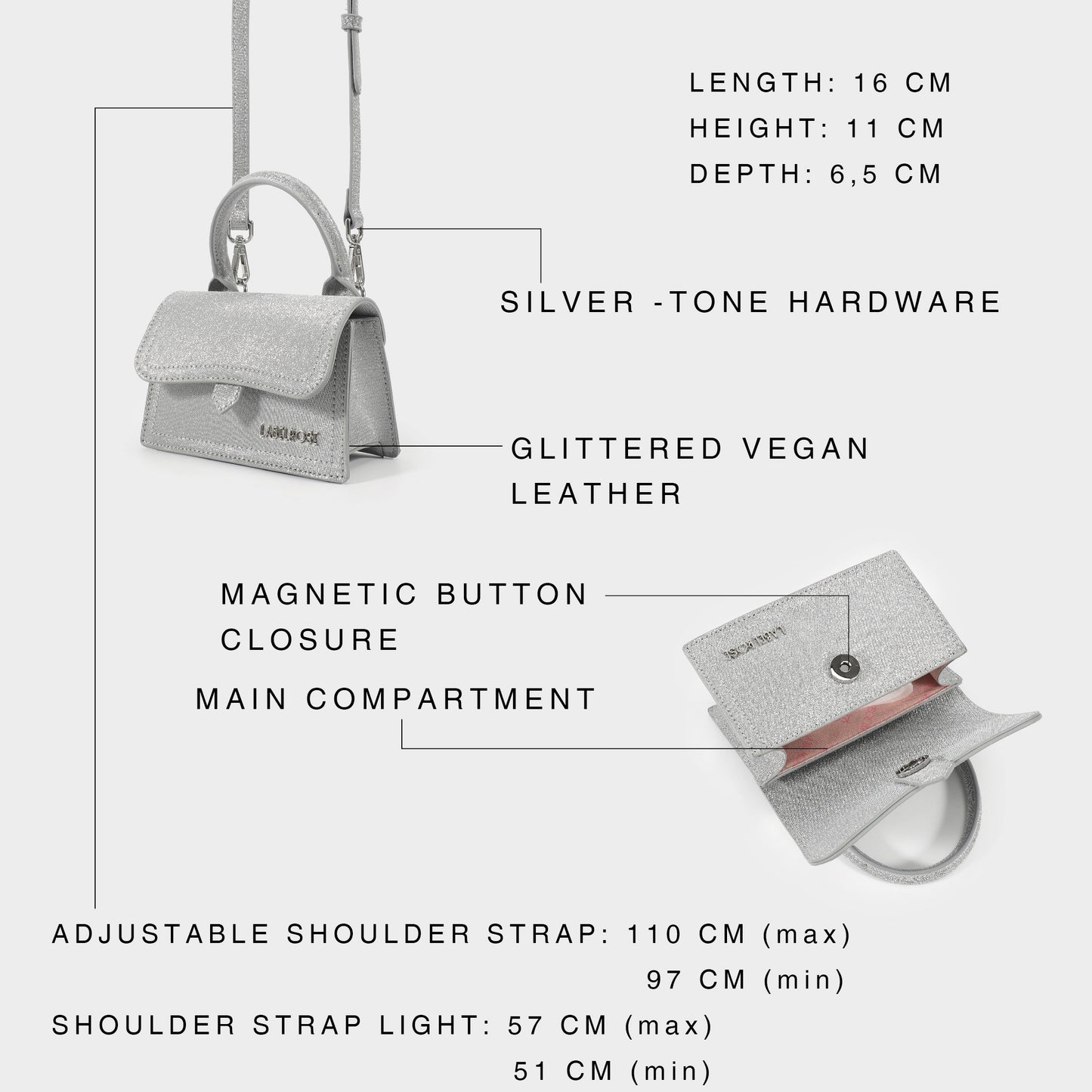 Bolso mini PAIGE MINI LE - PLATEADO