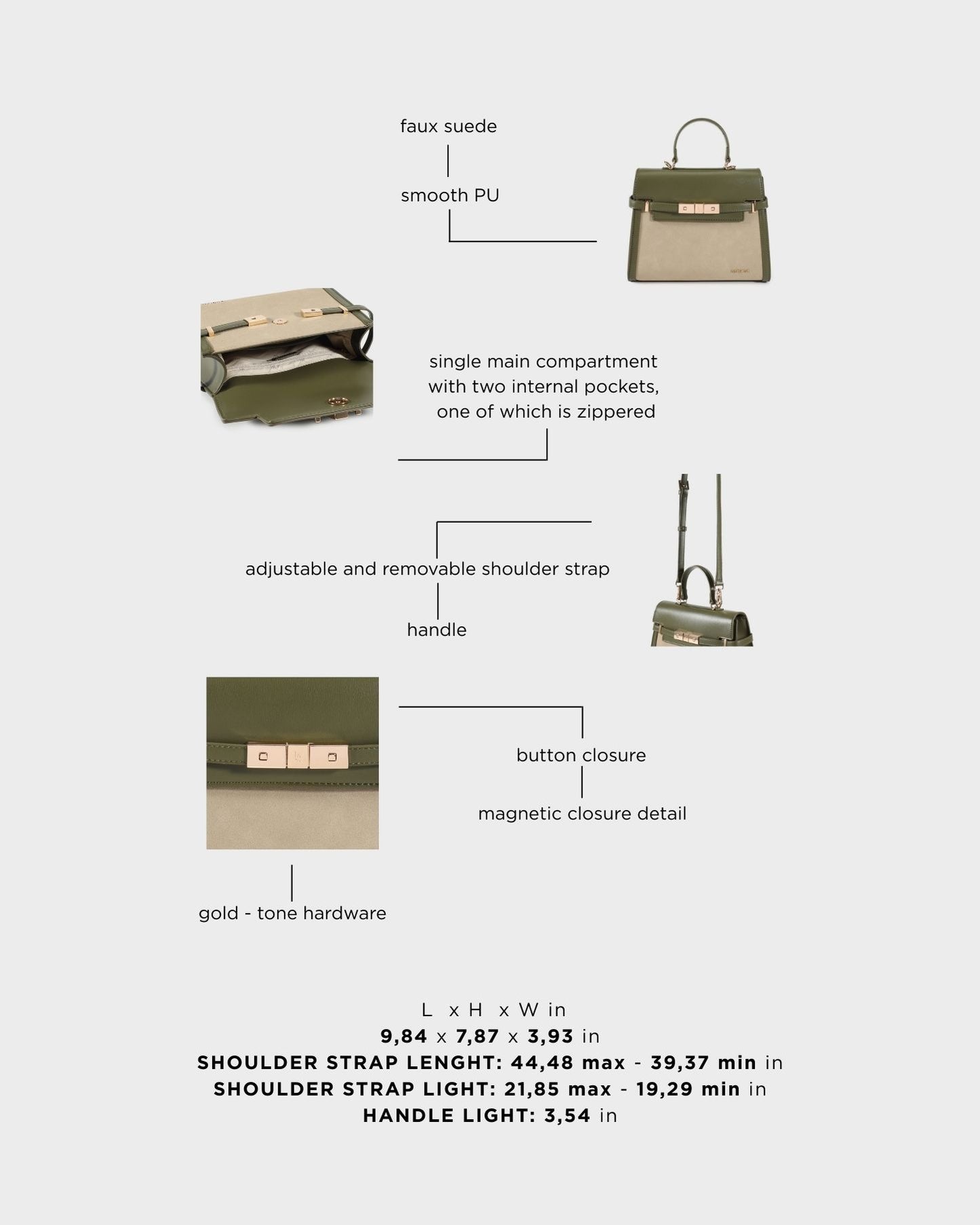 Borsa a mano GRACE SUEDE MEDIUM - GREEN