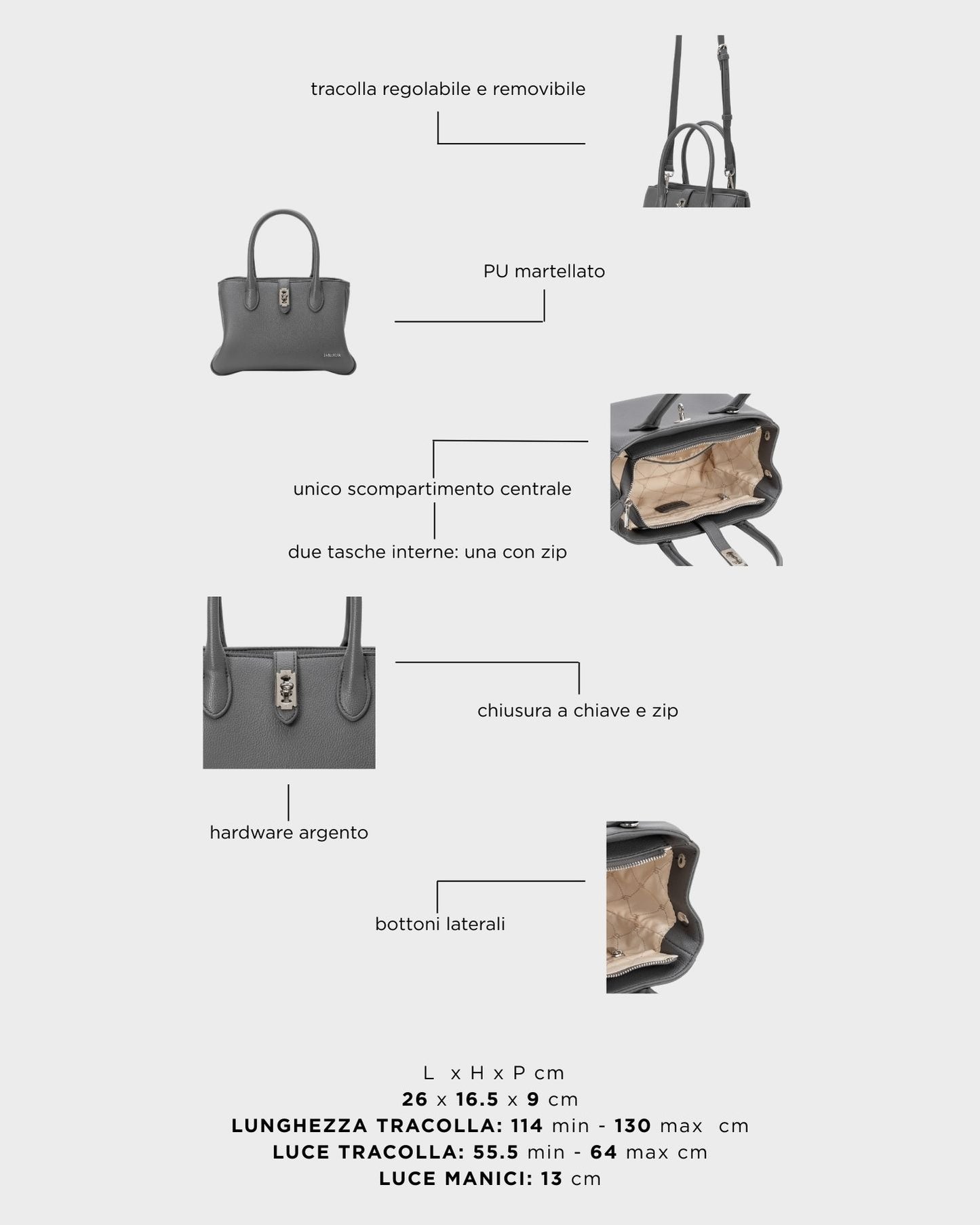 Borsa a mano LENÚ - GREY