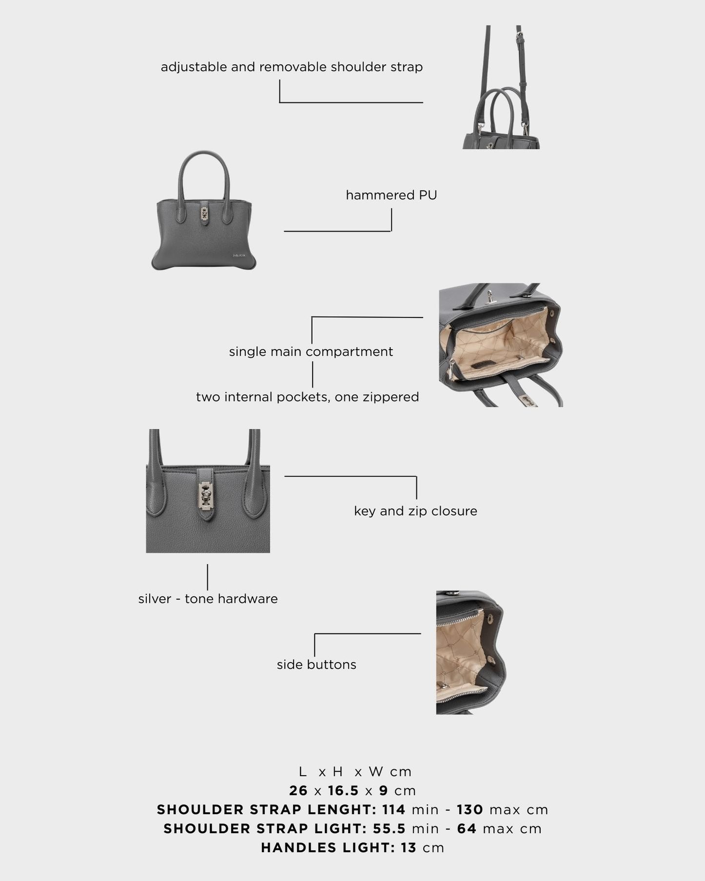 Borsa a mano LENÚ - GREY