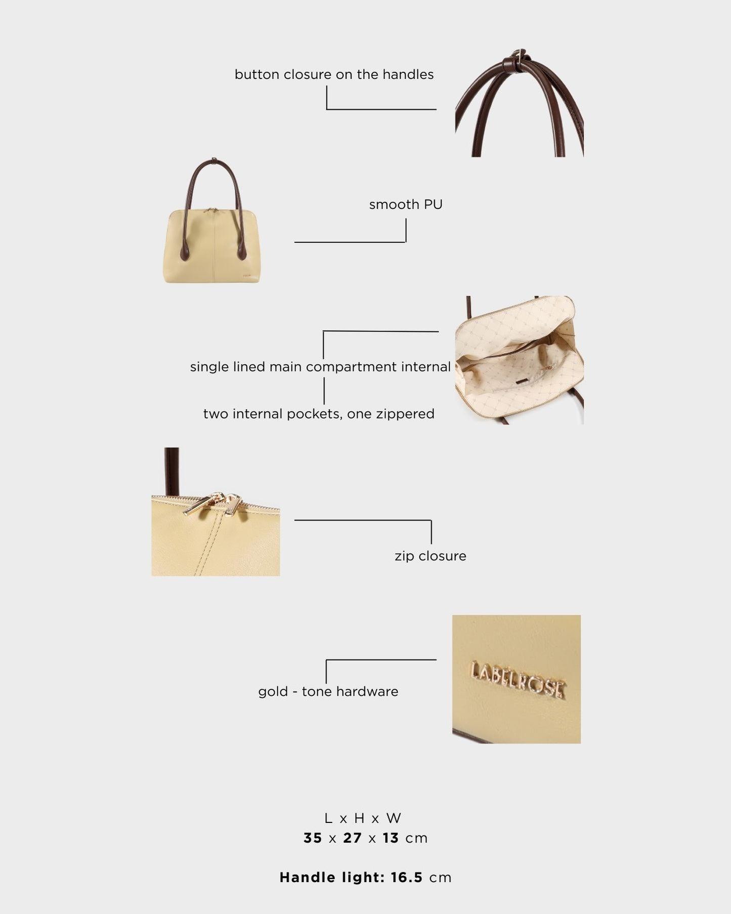 Borsa a spalla MELROSE - NUT CREAM