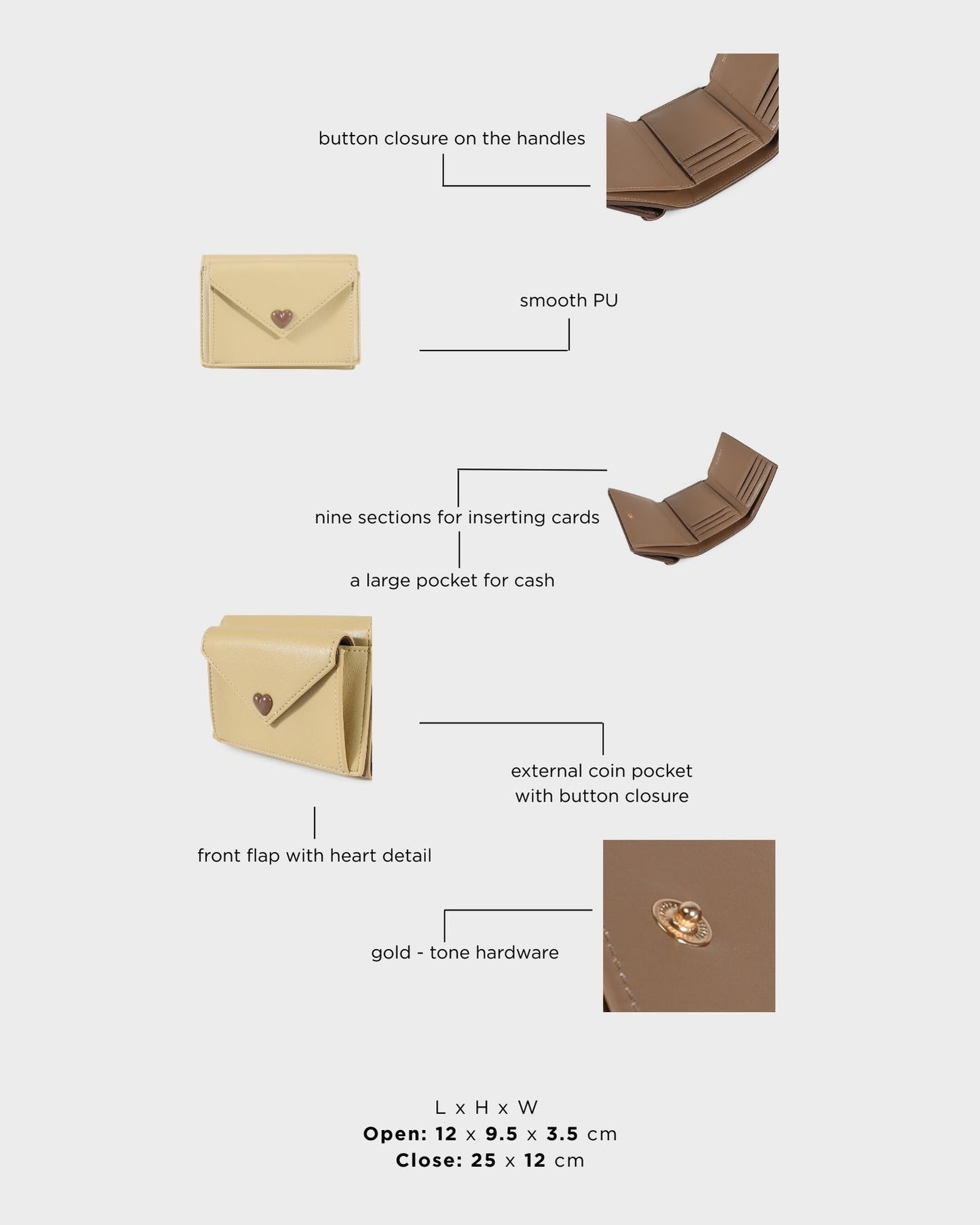 Portafoglio MELROSE  WALLET - NUT CREAM