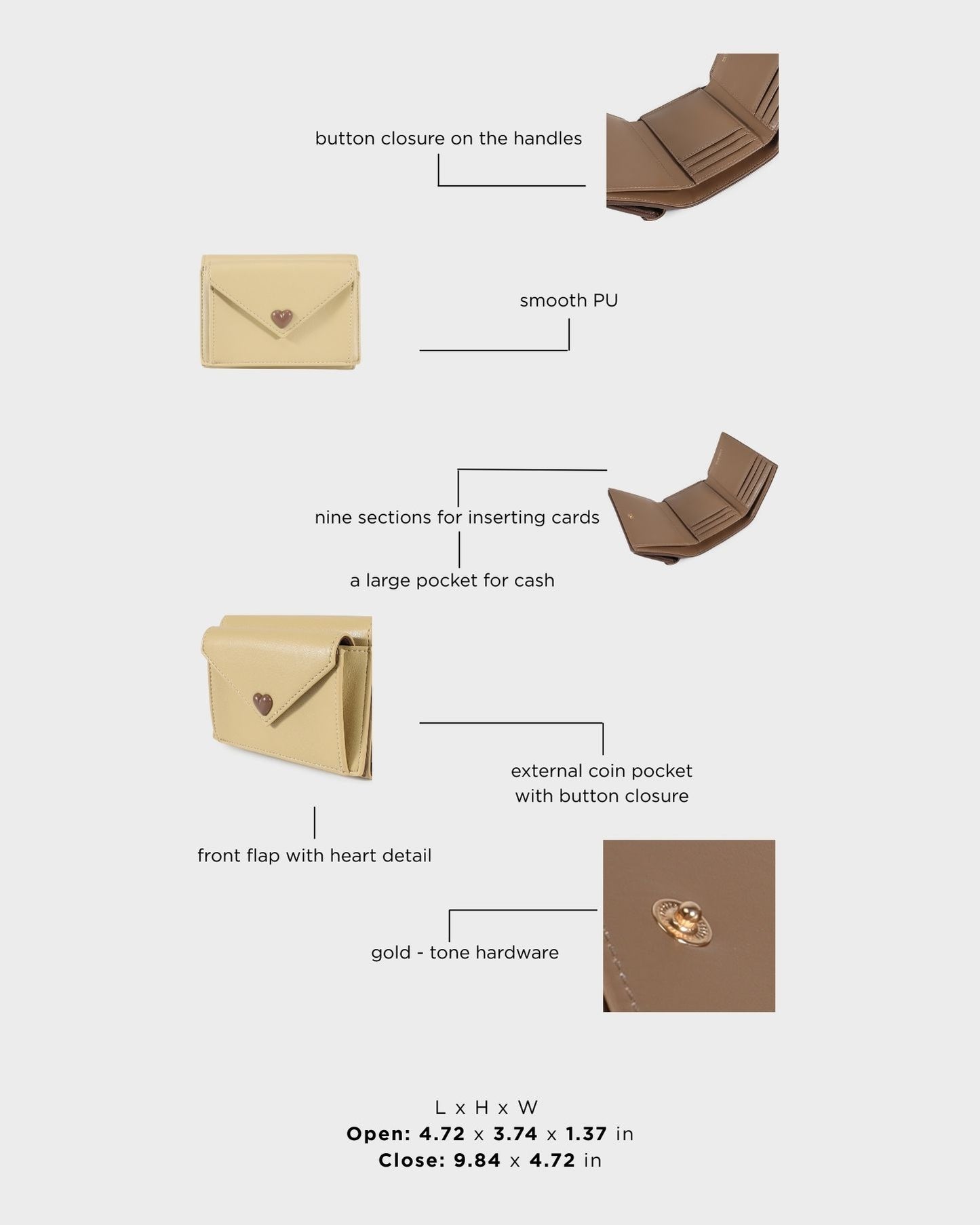 Portafoglio MELROSE  WALLET - NUT CREAM