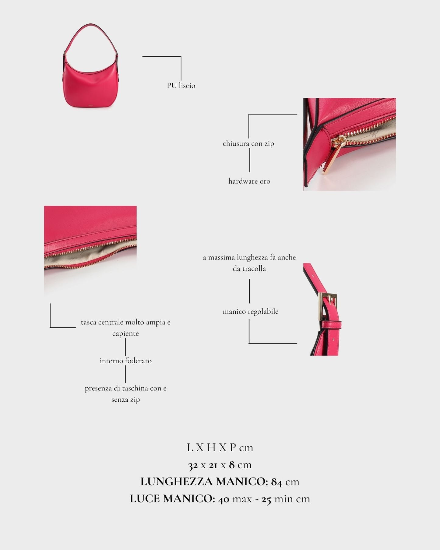 Borsa a spalla LILLIAN - HOT PINK