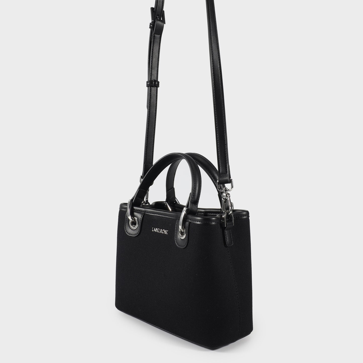 MARGOT SMALL CANVAS LE Handbag - BLACK SILVER