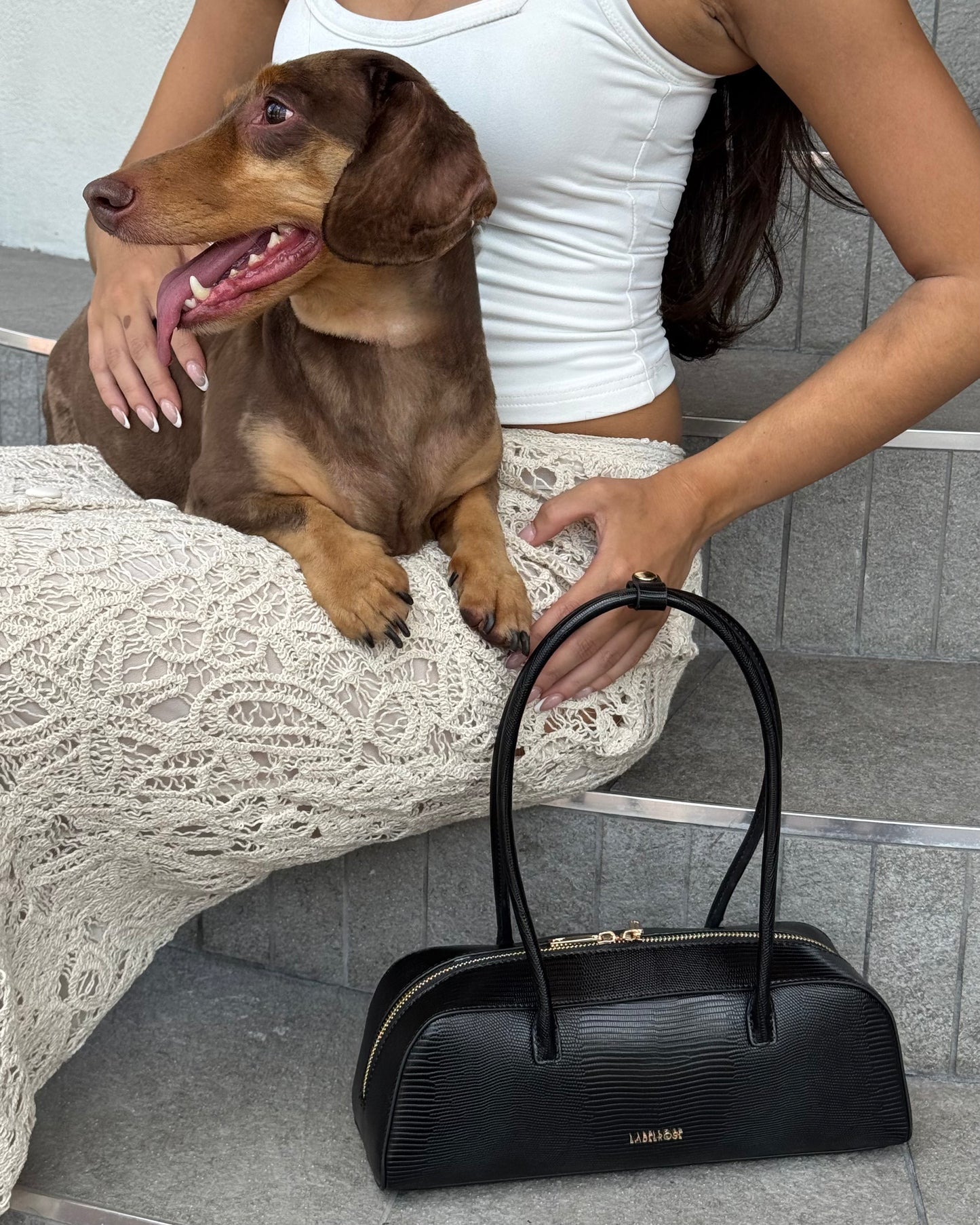 Borsa a spalla LONGUETTE- BLACK GOLD