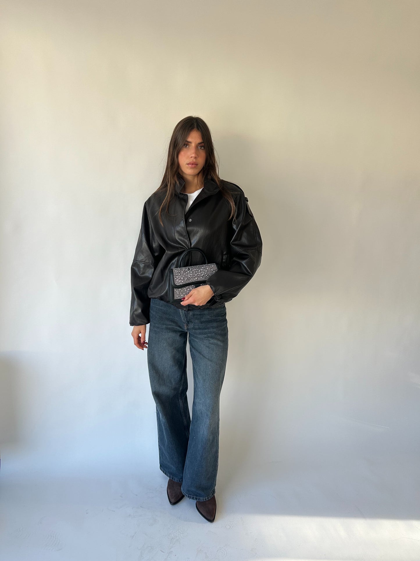 PAIGE STRASS hand bag - BLACK SILVER