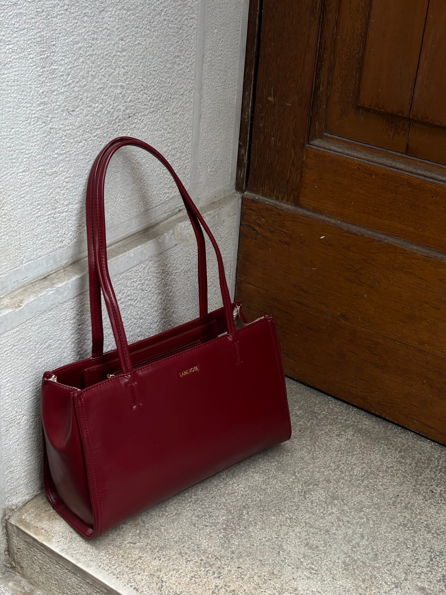 Borsa a spalla PATENT TOTE - BURGUNDY