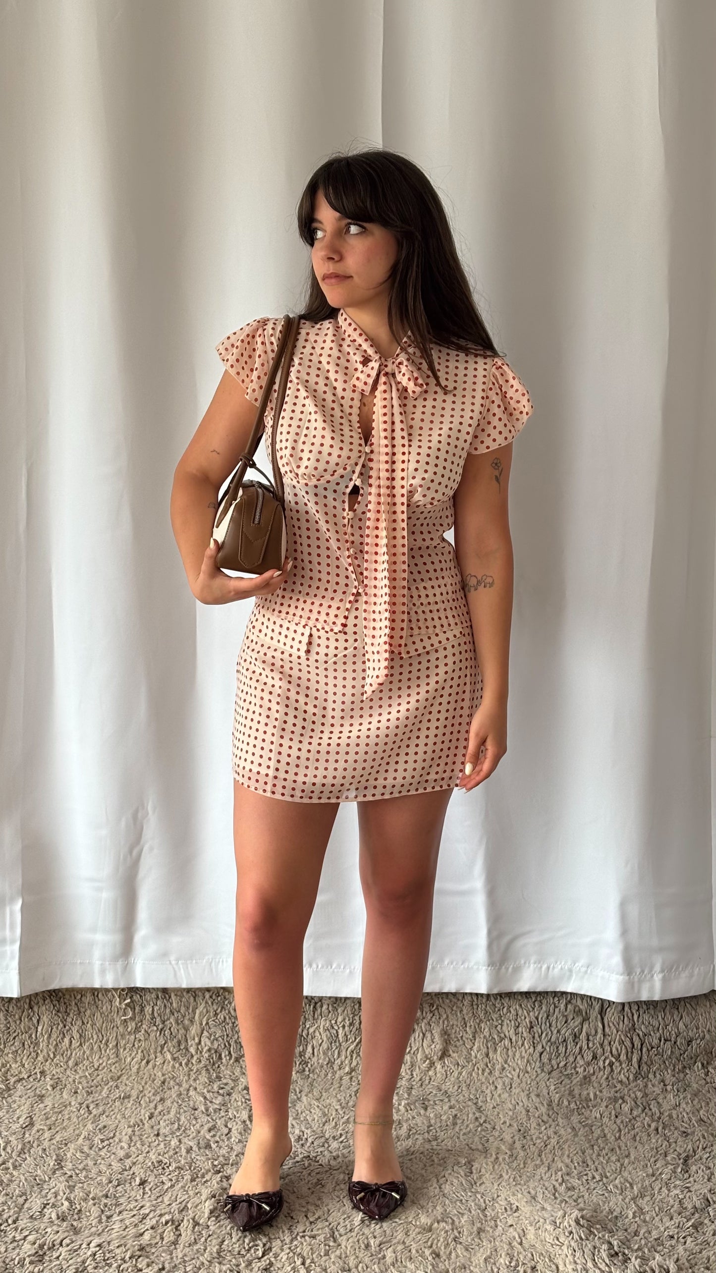 KATE mini skirt - RED POLKA DOTS