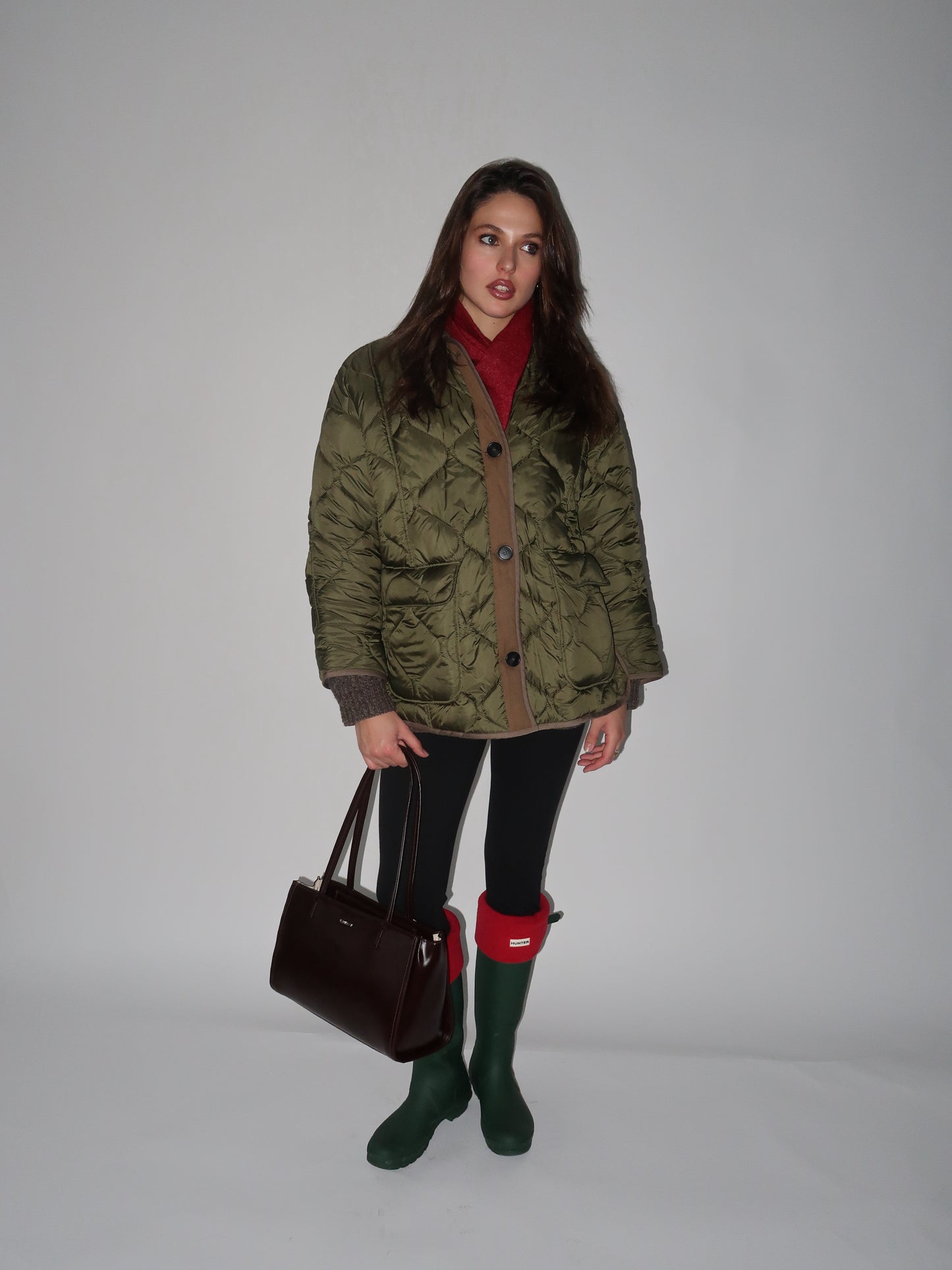 Borsa a spalla PATENT TOTE - COOL BROWN