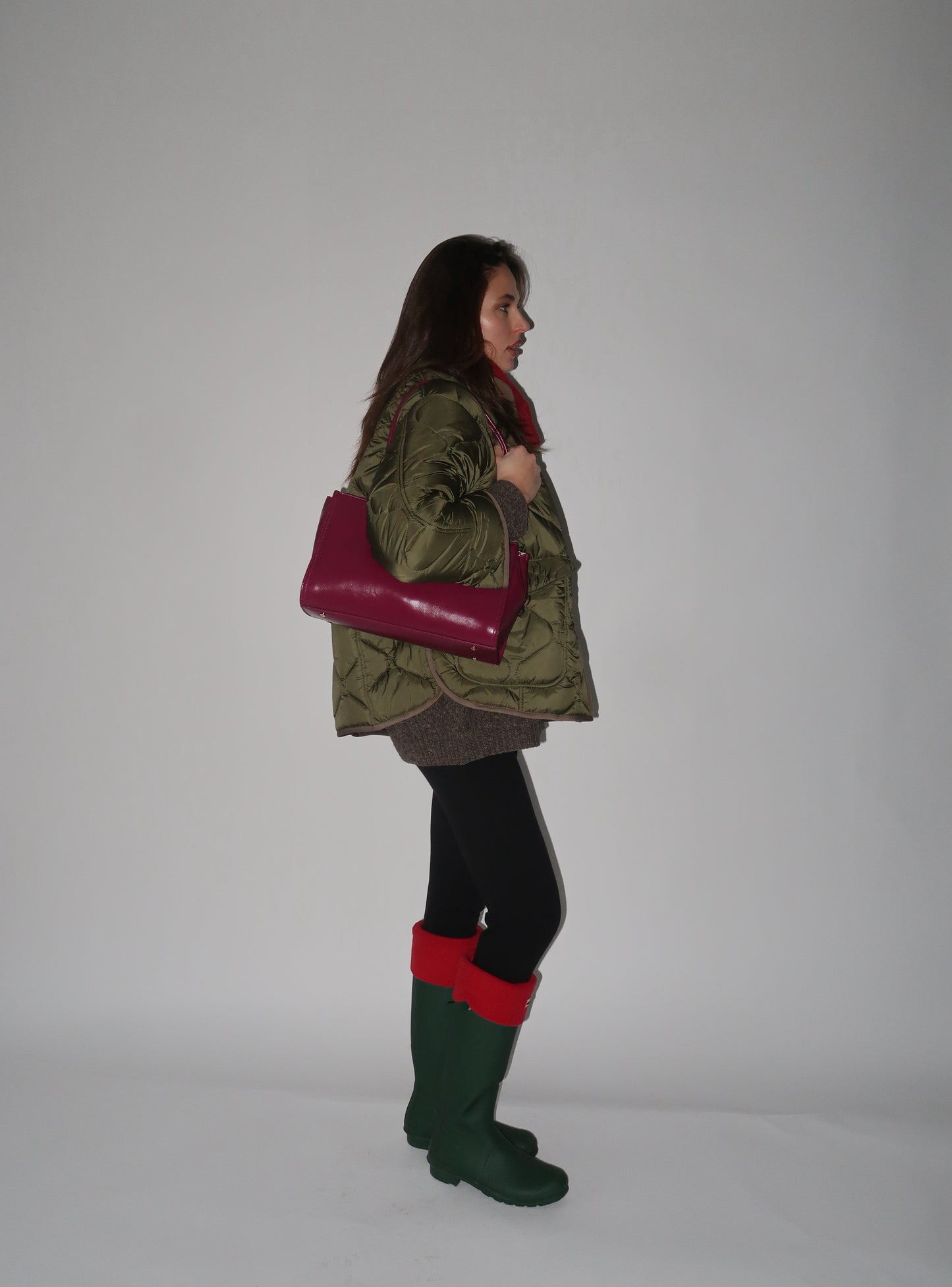 Borsa a spalla PATENT TOTE - PLUM