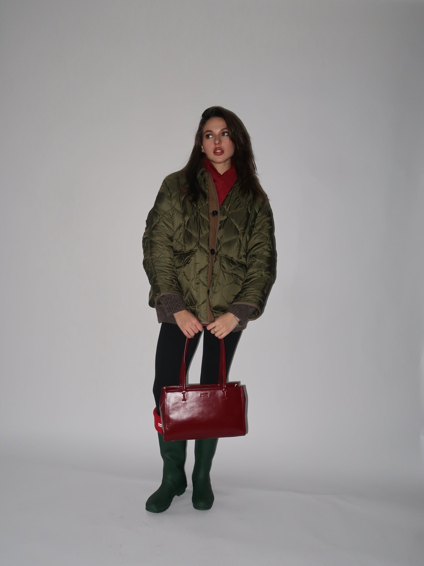 Borsa a spalla PATENT TOTE - BURGUNDY