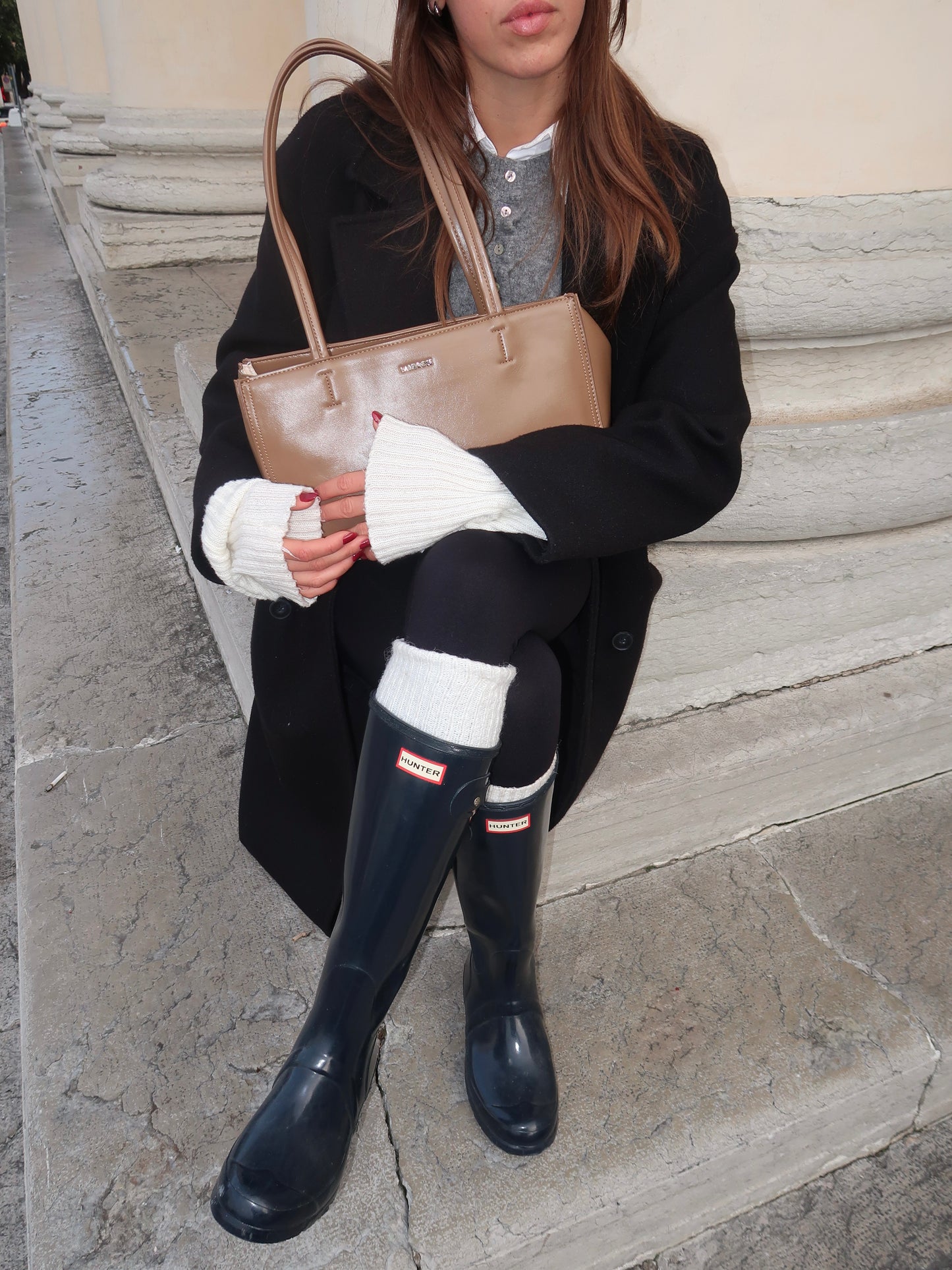 Borsa a spalla PATENT TOTE - WARM TAUPE