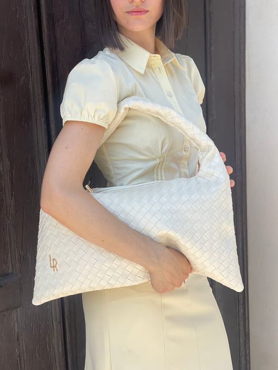 Bolso de hombro ANYA trenzado - CREAM