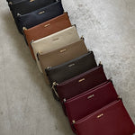 ANNIE genuine leather clutch - BLACK SILVER