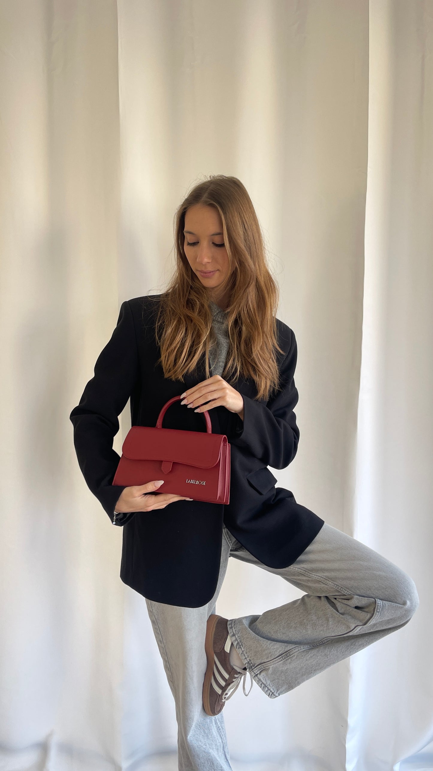 Borsa a mano PAIGE SAFFIANO - POMEGRANATE