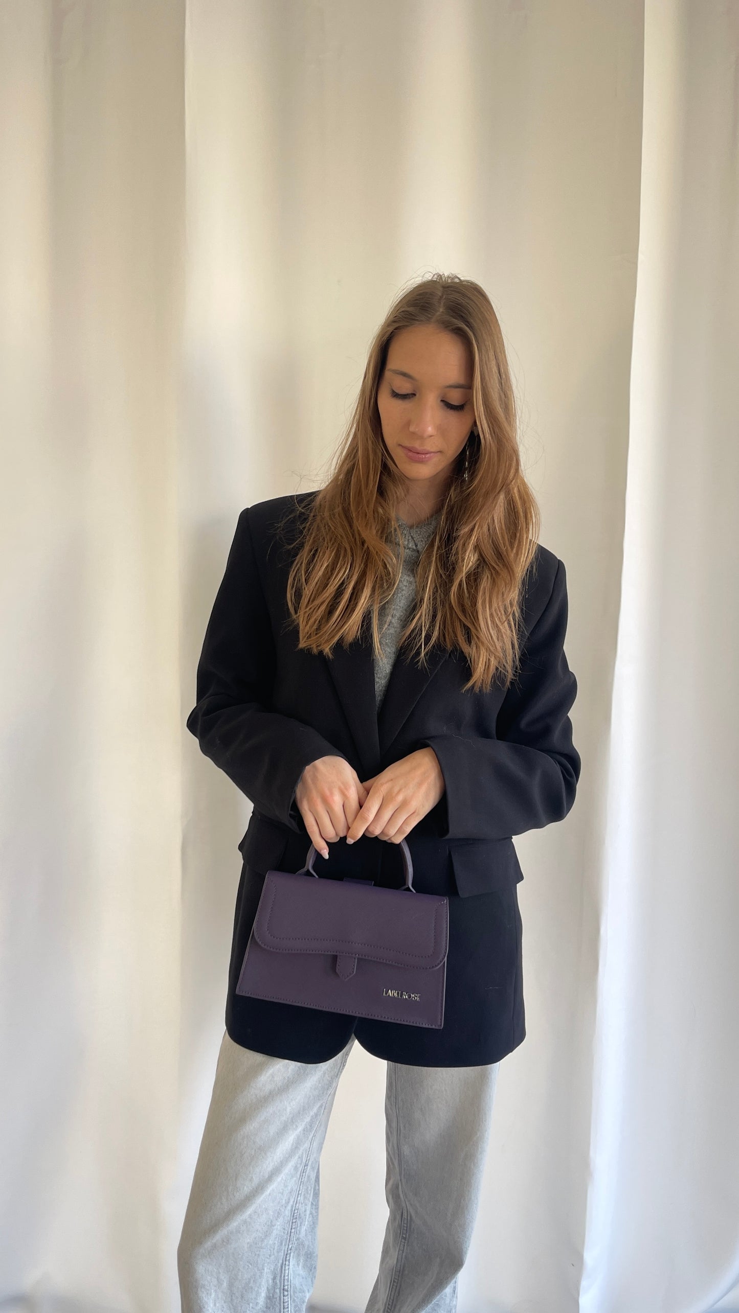 Borsa a mano PAIGE SAFFIANO - DUSTY PERIWINKLE